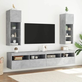 Móvel de TV com luzes LED 30,5x30x90 cm cinzento cimento