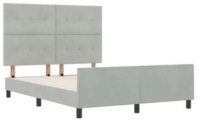 Cama vidaXL Cinza Claro 160x200 cm Veludo