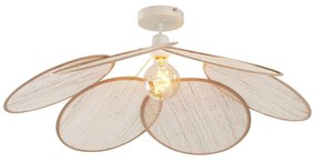 Plafon Japandi creme com abajur de linho - Aisha