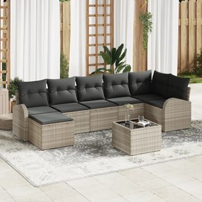 Conjunto de Sofá de Jardim vidaXL de 8 Peças com Almofadas Cinza Ratta