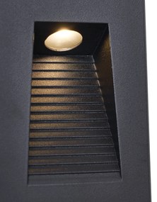 Aplique de parede embutido moderno preto 7cm incl. LED IP65 - Trem Moderno