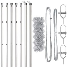 Conjunto de Postes de Cerca Prateado 0.4 x 10 m Aço galvanizado