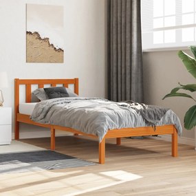 Cama sem colchão 90x200 cm pinho maciço castanho-mel