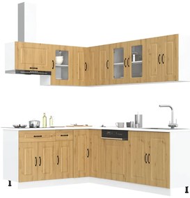 vidaXL 11 peças armário de cozinha conjunto Kalmar carvalho artesanal