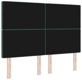 Cabeceira com Botões de Cristal Tufted Verde Escura 160 cm Veludo