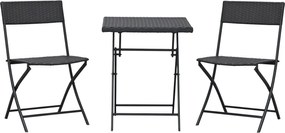 Outsunny Conjunto de 3 Peças de Rattan Conjunto de 2 Cadeiras e Mesa para Pátio Varanda Jardim Dobrável Desenho Trançado Elegante | Aosom Portugal