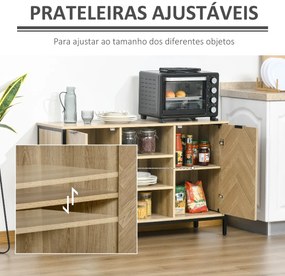 Aparador de Cozinha com 2 Portas Prateleiras Ajustáveis e 3 Compartimentos Abertos Móvel Auxiliar para Sala de Jantar e Sala de Estar 120x39,2x76cm