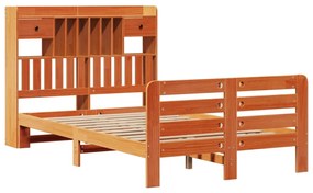 Cama c/ estante sem colchão 120x190cm pinho maciço castanho-mel