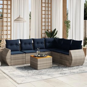 vidaXL 7 pcs conjunto sofás p/ jardim c/ almofadões vime PE cinzento