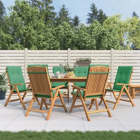 vidaXL Cadeiras de jardim reclináveis c/ almofadões 6 pcs teca maciça