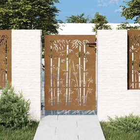 Portão de jardim 85x150 cm aço corten design bambu