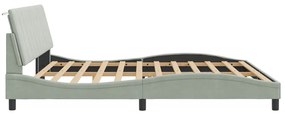 Estrutura de cama c/ luzes LED 200x200 cm veludo cinzento-claro