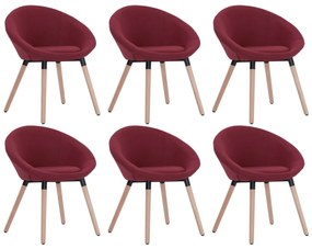 Cadeiras de jantar 6 pcs tecido vermelho tinto - 183509
