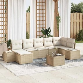 vidaXL Conjunto de Sofá de Jardim de 8 Peças com Almofadas Marrom em Rattan