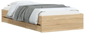 Estrutura de cama c/ gavetas derivados madeira carvalho sonoma