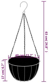 Suportes suspensos para cestos com vasos 4 pcs aço preto