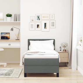 Cama Box com Colchão Cinza Escuro 80x200 cm Tecido