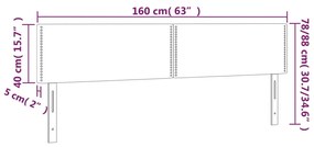 Cabeceira de cama c/luzes LED veludo 160x5x78/88cm cinza-escuro