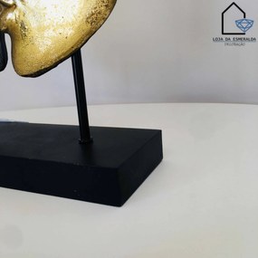 Escultura Beijo | Dourado&amp;Preto | 20x8x32CM