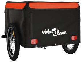 Reboque para bicicleta 45 kg ferro preto e laranja