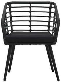 3 pcs conjunto bistrô vime PE preto