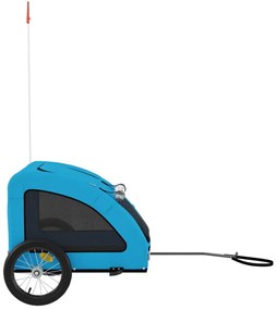 Reboque bicicleta p/ animais tecido oxford/ferro azul