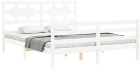 Estrutura de cama com cabeceira 160x200 cm madeira maciça