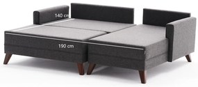Sofá-Cama de Canto Bella – Antracite – 205x85x81 cm