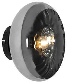 Candeeiro de parede Art Deco preto com vidro fumê - Ayesha Art Deco