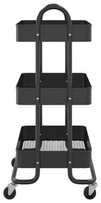 Carrinho com 3 prateleiras 46x34x79 cm aço preto