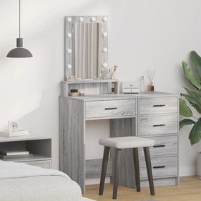 Mesa de maquilhagem vidaXL com luzes LED cinzento sonoma 50x41x140 cm