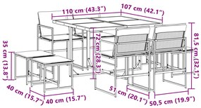 9 pcs conj. de jantar para jardim c/ almofadões textilene preto