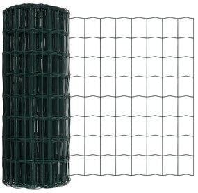 Cerca Euro da com 13 Postes 0.4x25 m de Aço Galvanizado Verde
