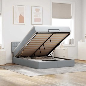 vidaXL Cama otomana com colchão 140x190 cm tecido cinzento claro