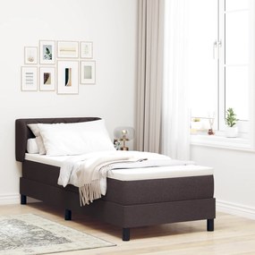 Cama Box Spring vidaXL com Colchão Castanho Escuro 80x200 cm Tecido