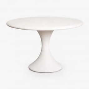 Mesa De Jardim Redonda Ø120 Cm Em Cimento Eloria Branco - Sklum