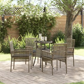 vidaXL Conjunto de Jantar de Jardim 5 Peças Cinza Polirattan