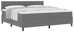 Cama Box da com Colchão Cinza 200x200 cm Tecido de Veludo Cotelê