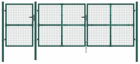 Portão de rede para jardim 400x175 cm aço galvanizado verde
