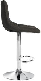 Banco de bar Jerry em tecido com estrutura cromada 87-108,5 x 43 x 46,5 cm Cinzento escuro