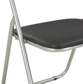 Cadeiras de jantar dobráveis 6 pcs couro artificial preto