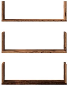 Prateleiras de parede 3 pcs derivados de madeira madeira velha