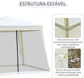 Tenda de Jardim 3x3m Tenda com 4 Partes Laterais Rede Mosquiteira com