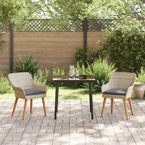 Conjunto de sala de jantar 3 pcs Cinza claro e preto