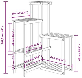 Suporte de plantas 62,5x61,5x101,5 cm madeira de abeto maciça