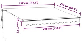 Toldo retrátil automático 300x250 cm castanho