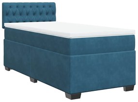 Cama boxspring com colchão 80x200 cm veludo azul