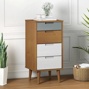 350501 vidaXL Armário de gavetas MOLDE 40x35x82 cm pinho maciço castanho