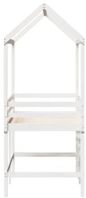 Cama alta c/ escada e telhado 90x200 cm pinho maciço branco