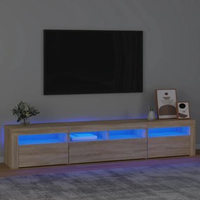 3152732 vidaXL Móvel de TV com luzes LED 210x35x40 cm carvalho sonoma
